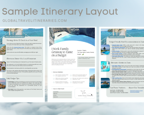 Sample itinerary layout