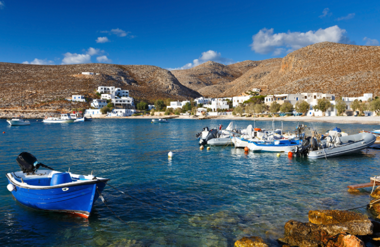 Folegandros harbour with boats