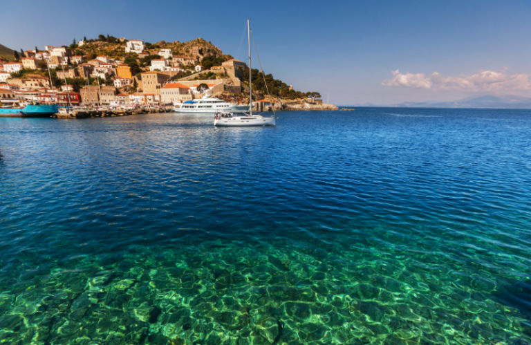 Hydra island view from sea