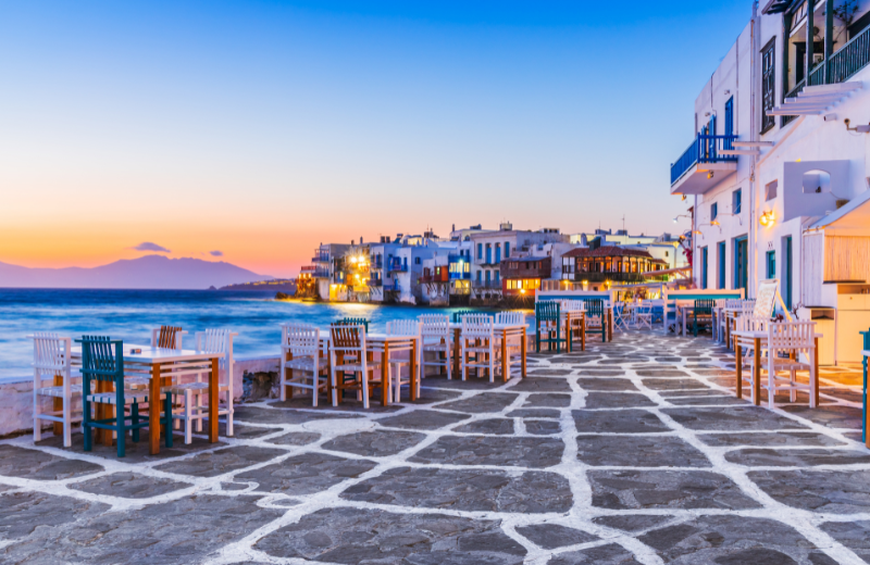 Mykonos dining by the sea