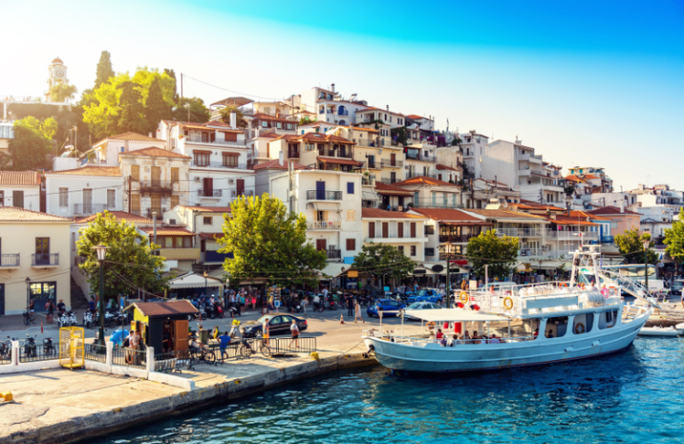 Skiathos harbour and boats