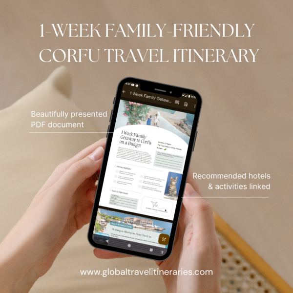 Family budget travel itinerary in Corfu